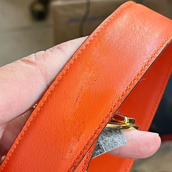 Vintage Paloma Picasso Italian Leather Womens Belt Size S M 30 70\'s Orange Gold main image 10